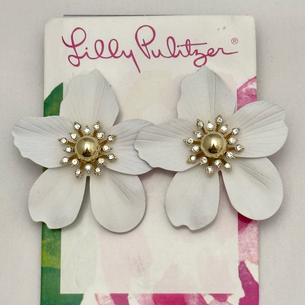 NWT Lilly Pulitzer Oversized Orchid Earrings - Picture 3 of 4